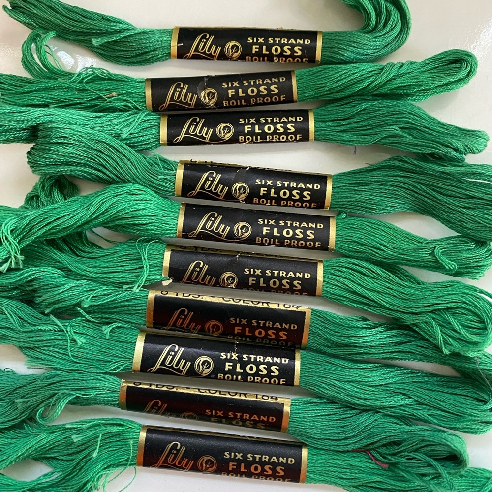 Vintage Embroidery Floss Lily Green color 184 10 packs 8 yards thread each